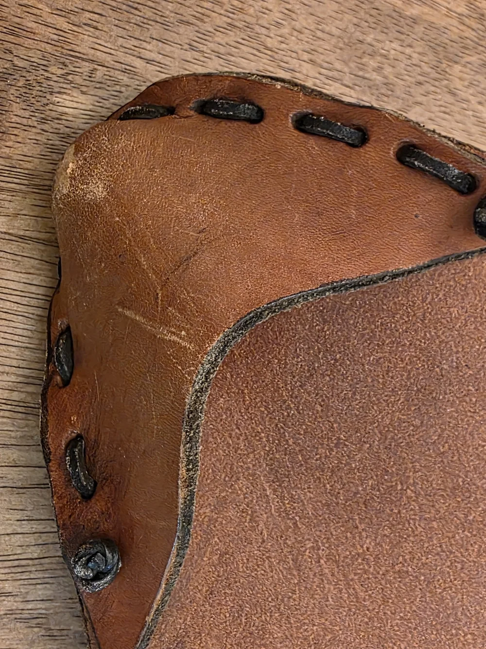 Leather  Tripod Seat - Brown Leather Seat- No Legs.  Vintage Mexican Leather